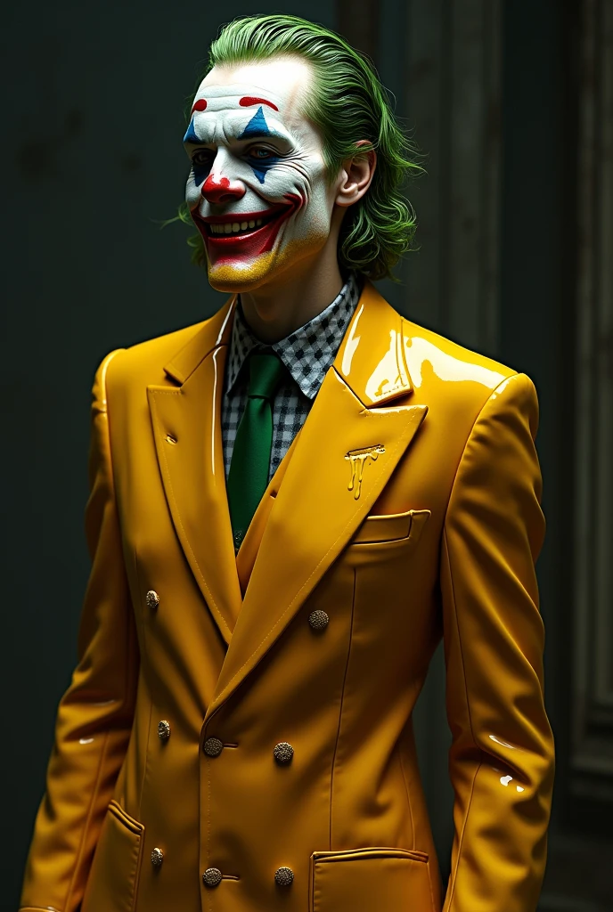 Joker from Heat ledger but a big boss style colonel version,with a beret and yellow hair and a completely black suit with sleeves