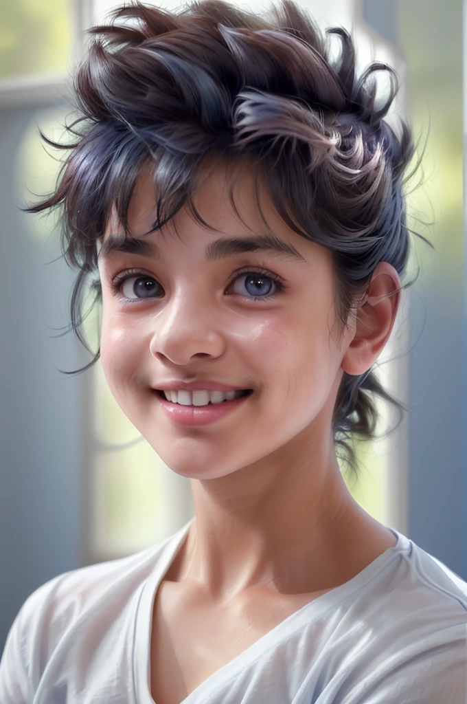 For the profile picture:
A professional medium shot image, wearing a navy blue blazer over a white t-shirt, with a confident and welcoming smile. Blurred background in soft shades of blue and white, creating depth. Open and energetic body posture, conveying authority and approachability. Soft side lighting to create dimension on the face and highlight positive expressions.