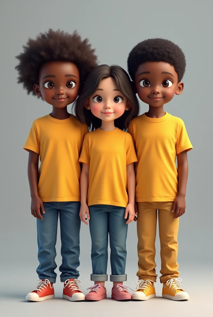 Children in a row with heights from baby to