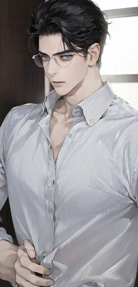 anime - (masterpiece), best quality, seductive eyes, mature face, purple eyes, middle part haircut, short length white hair, plain black compression t-shirt, black pants, tall man, long legs, masculine, broad shoulders, big muscles, adult-like, full body, both hands on his pockets
