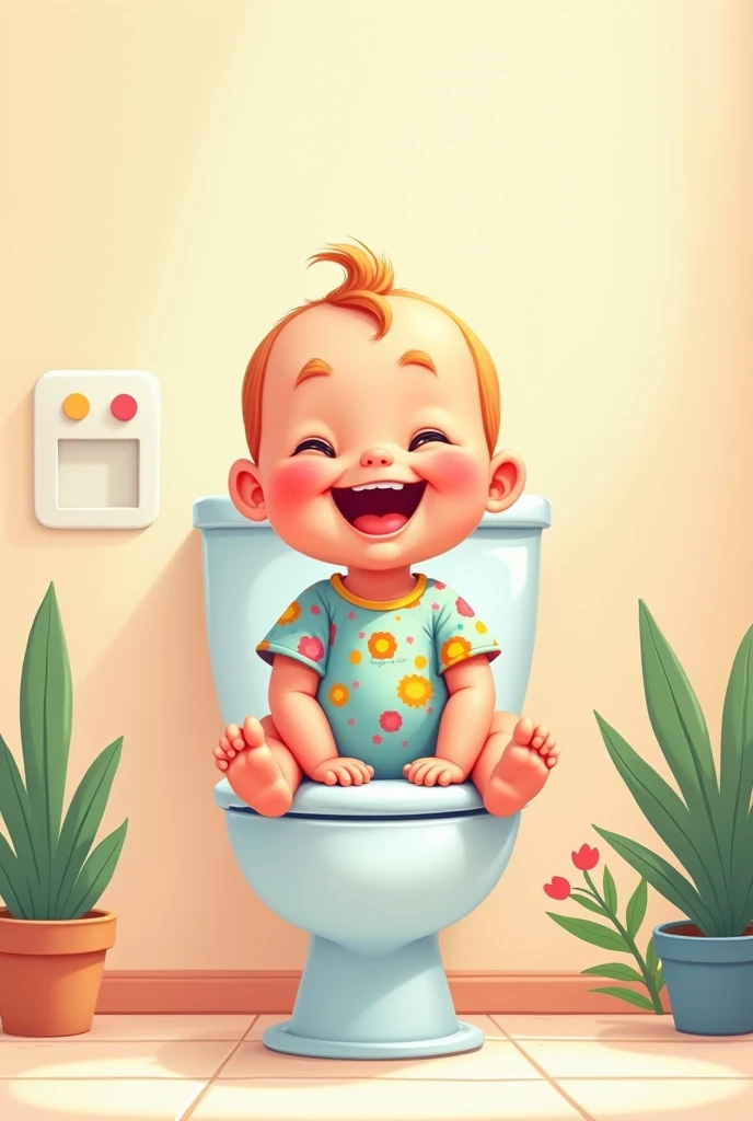 Petit garcon  qui fait caca sur le pot 