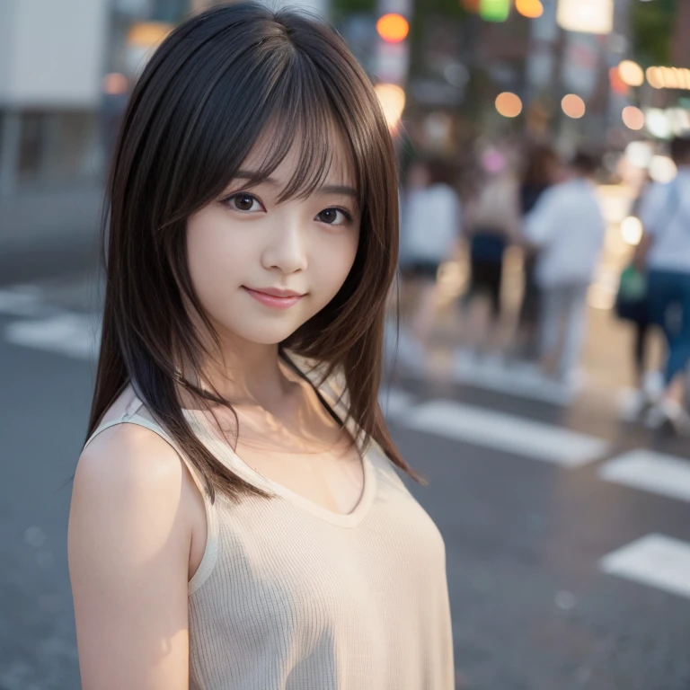 Attractive girl、Stunning girl、Shoulder-length layers、Asymmetrical bangs、Japanese Idols、Sophisticated、stylish、shibuya、Waist-down angle、smile、ピンクレースビキニ
