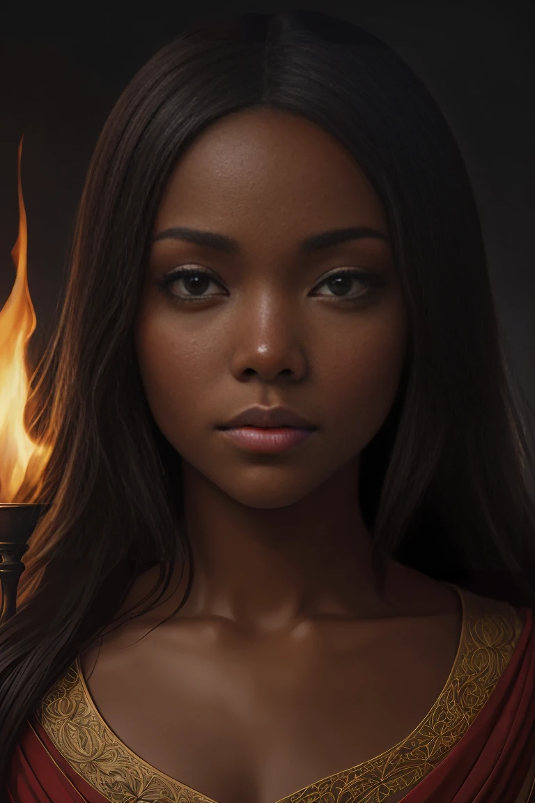 oil painting by Leonardo da Vinci, realistic photography, closeup face of Gabrielle Union with dark skin, long hair, her eyes are sweet and vibrant, her face symmetrical, rich coffee brown skin, soft torch luminosity on the face by REMBRADT, Adobe Illustration, Trending on Artstation, 8K, hd, cinematic, masterpiece, magnificent art, best quality, romanticism 