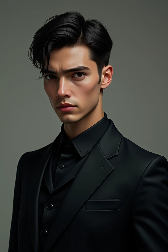 Create a portrait of a young man in a black military agent suit - SeaArt AI