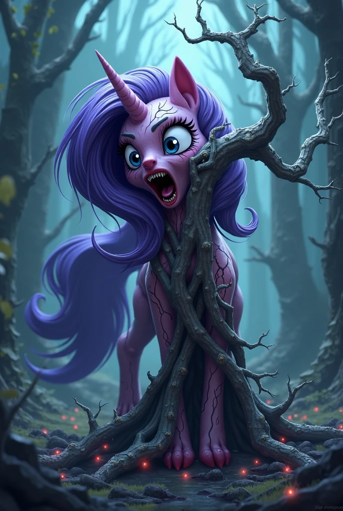 (feral pony pinkie pie), (male werewolf) score_9, score_8_up, dream prompt:score_9, beautiful, detailed cute face, blushing, shocked expression, reverse suspended congress, looking surprised, crying, forest, hooves in view ((screaming)), vaginal, sex, saliva, impregnation, spreading legs, arms behind back, grabbing butt, cum