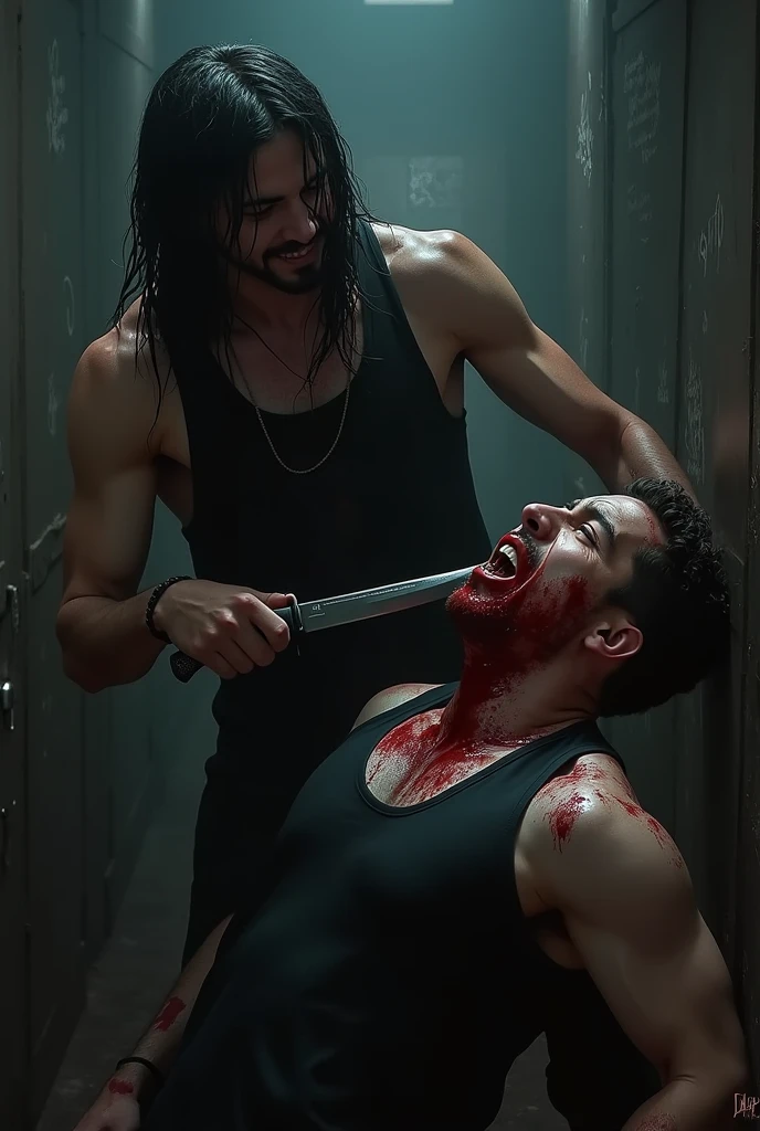 pale skin woman get tortured by black man in bathroom bruised body