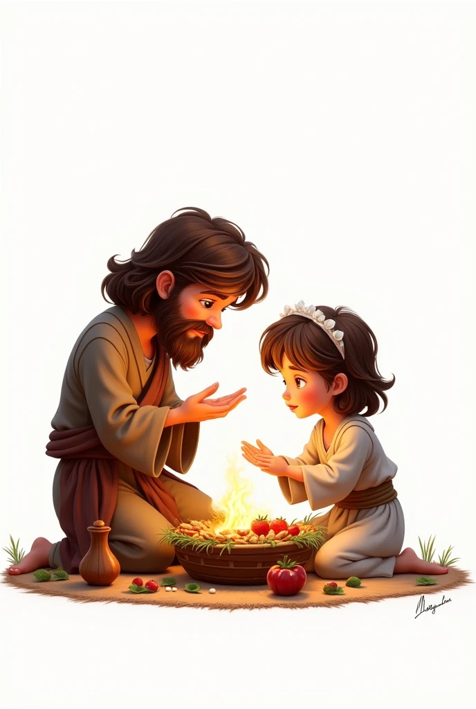 Christian art, birth of jesus,  illustration,  totally white background, score_9, score_8_above, score_7_above, (  cute 1.5 ), (masterpiece:1.4),( Best Quality :1.4),( High resolution:1.4), (Looking at the Sect 1.1) happy dinner, Disney-Pixar 