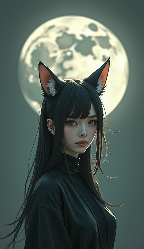 cute girl, anime, florest, night, beautiful graphics, moon, high quality, hd, 0.8, vibrant details, best quality, soft light, blue tshirt