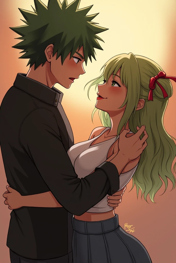 zero two, 1girl, zero two naked_shirt,vest_print:, izuku from bnha, izuku and zero two being a lovey dovey couple very affective in a beach, izuku with pants and pullover, love , happy, ,1girl,, ,sitting, standing, french kiss, kissing, 1boy, couple, husband and wife, happy, romantic kiss, passionated kiss, hug, pregnan zero two