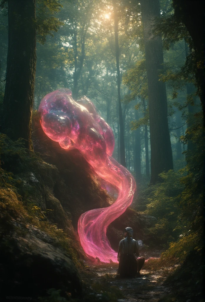  slime ,  fantasy art , forest, whole body,  cinematic stills , ( best quality, masterpiece, Photographically),  very aesthetic , Perfect composition,  intricate details ,  super detailed,  bright color