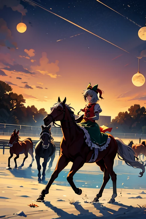 A humanoid male horse and a humanoid male horse have a party on Christmasanthro male horses having a meal, stilagecirno(touhou) A herd of Cirnos are playing with thoroughbreds at the racetrack at night.