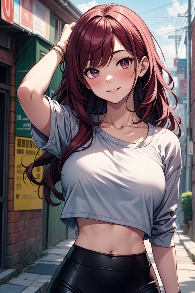 ((Masterpiece)), best quality, absurderes, ultra detailed, holographic, cowboy shot, golden ratio, super cute girl, mature girl, idol girl, super beautiful asian girl with very beautiful violet glowing eyes, beautiful glowing brown multicolored hair, high ponytail, nice and sexy body, slim body, perfect body, an anime printed super tight off shoulder long sleeve crop top, a super aesthetic transparent mini jacket, beautiful hair ornament, pink jordan tennis, being photographed in a mall shop, undressing, showing neon pink panties, showing thong,