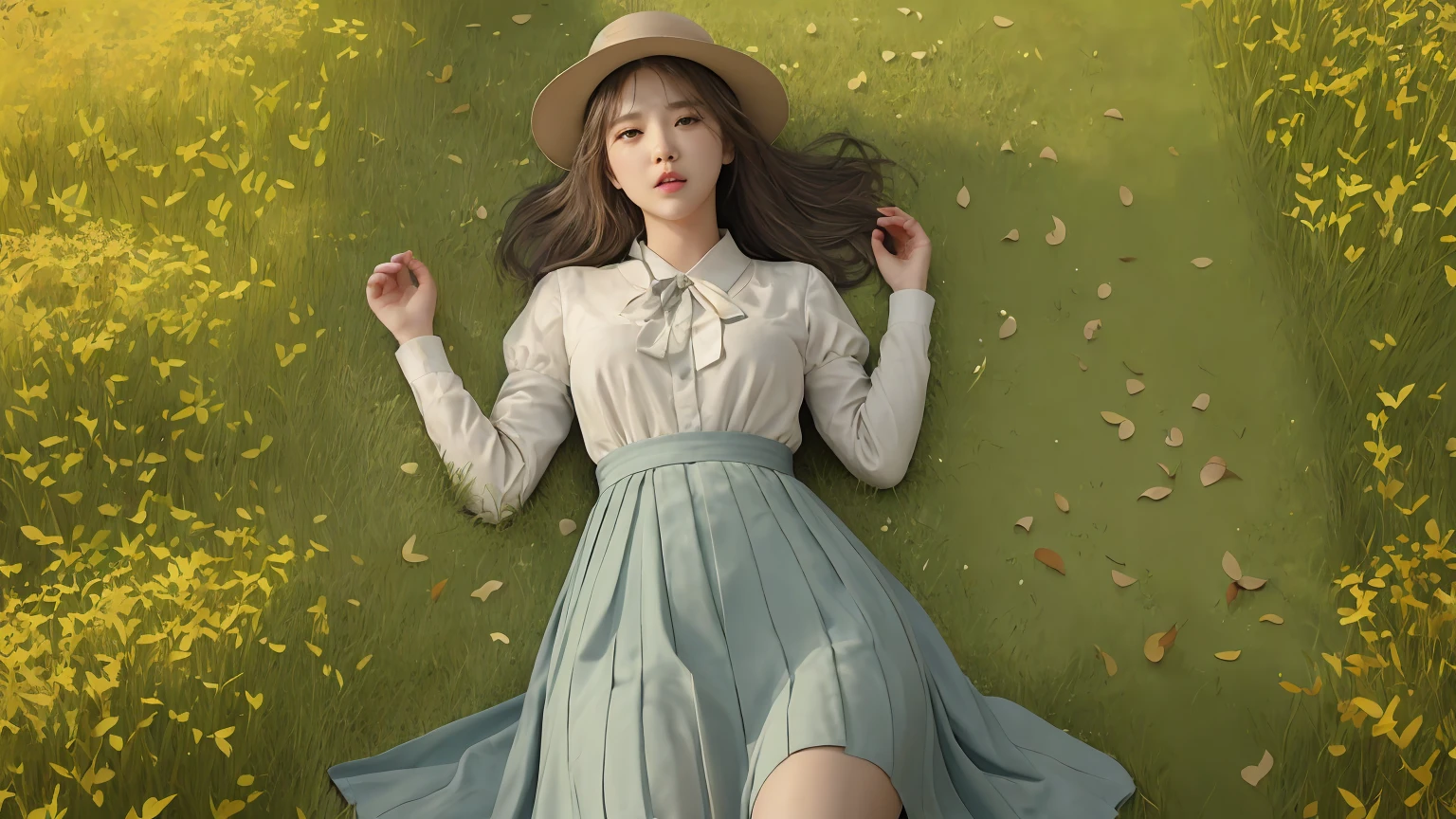  lyric content  " leaves of grass in a sunny field The girl "를 기반으로 Articulation  작성

장면 설정

배경

햇살이 따뜻하게 내리쬐는 늦봄의 들판,  The blue wind and the scent of wild flowers surround it .

 The girl feels the vitality of the field and has a calm smile, ,  A small flower basket is placed beside her, and .


The main character :  girl

Appearance : 13~ A girl about  ,  with a forest and low hills visible in the distance spread out in the background, and .

Outfit :  A white blouse and a mint-colored long skirt ,  wearing comfortable strappy sandals .

expression:  Actions and props

She holds sparkling leaves of grass and wild flowers in her hands .


 Scene where the innocence of a girl and the freshness of the field are in perfect harmony .

, a clear feeling of hearing the sounds of nature ,  The petals are flying slightly in the wind .


 Gathering leaves of grass together with a quiet yet slightly shy smile .

 The atmosphere is warm and peaceful ,  spinning .


Articulation 

" I collected , . Write an arrangement based on {x}

Scene settings

backgrounds

A late spring field with warm sunshine {x} A girl with long brown hair scattered in the wind is standing wearing a white blouse and mint-colored skirt.  the grass swaying in the wind is vividly expressed ,  A small basket is placed at her feet .  Her hands are full of grass leaves and wild flowers, ,  long brownish hair is lowered naturally around her .  Scenery of wild flowers and wildflowers blooming in places on a green meadow ."

 Emotion and mood

A scene with a fresh and pure feeling of first love !

 is standing in a beautiful field of flowers ,  Standing in a beautiful flower field using ,  perfect lighting ,  Reika Sumicron 35mm f2 . 0 lens ,  Kodak Portra 400 film ,  and film grain .