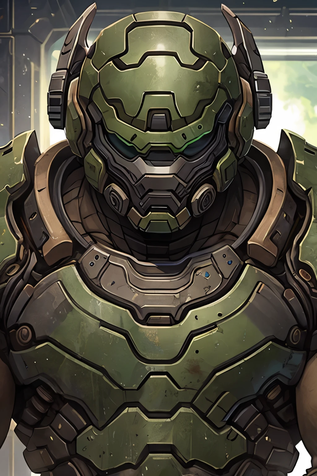 ((best quality)), ((masterpiece)), (detailed), (realistic) Doom Slayer