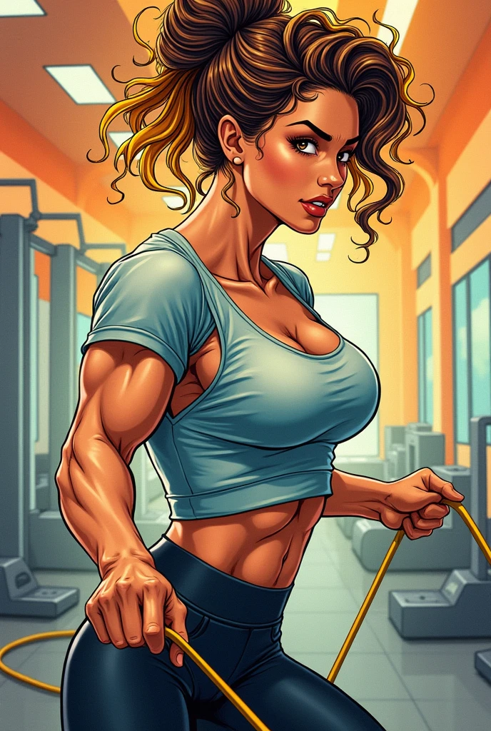arafed woman in a pink sports bra top holding a pair of dumbs, fit woman, fitness model, fit girl, athletic muscle tone, toned body, fit body, toned arms, sporty physique, strong body, attractive sporty physique, athletic body, sport bra and shirt, bodybuilding woman, model with attractive body, upper body, gorgeous female, upper body shot