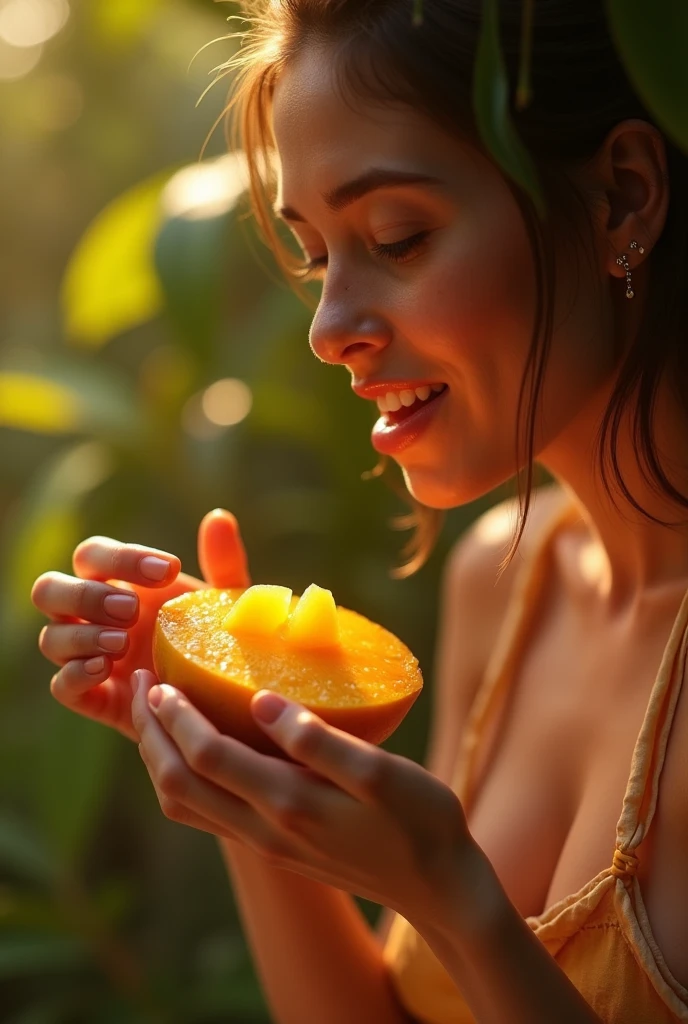 Alphonso mangoes eating sexy nude
girl