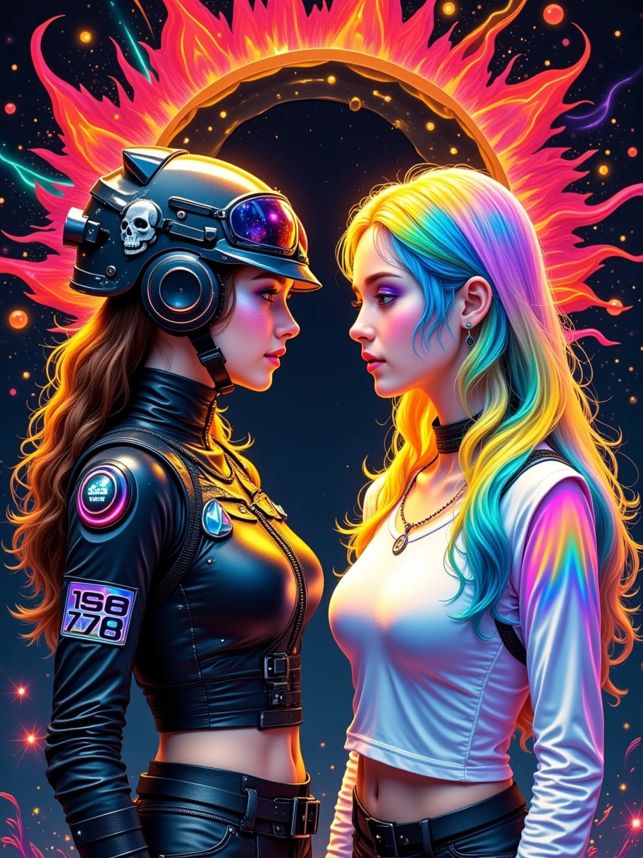 (best quality,illustration, intricate details), hyperdetailed colourful ,
((punk girl kissing the astronaut)), (4k texture),
, hdr, sharp focus, cinematic, trending on artstation, exposure blend, soothing tones,