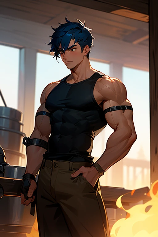 blue eyes muscular male