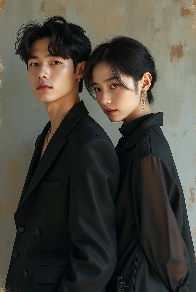 Araffe e uma mulher sentada em um banquinho posando para uma foto, Jinyoung Canela, Lovely couple, Kim Doyoung, pose de casal, par, fotos oficiais, inspirado em Zhang Han, oficial, imagem vazada, Photo Session, quente, TaeJune Kim, promo ainda, Seseon Yoon, foto de perfil, arte tradicional, jia, Artista coreano, arte shin jinyoung