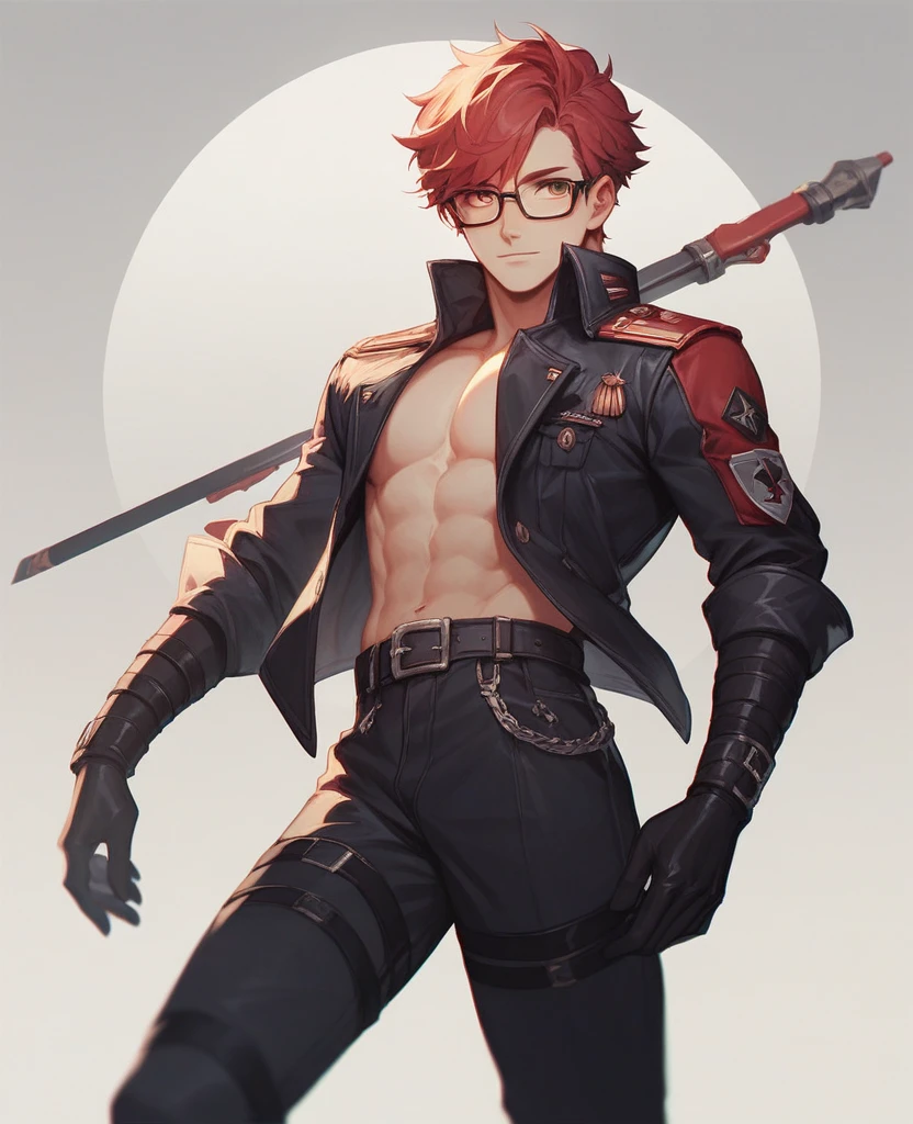 Human Male red hair ,cap hat  , pointer Teeths  , mechanical arms