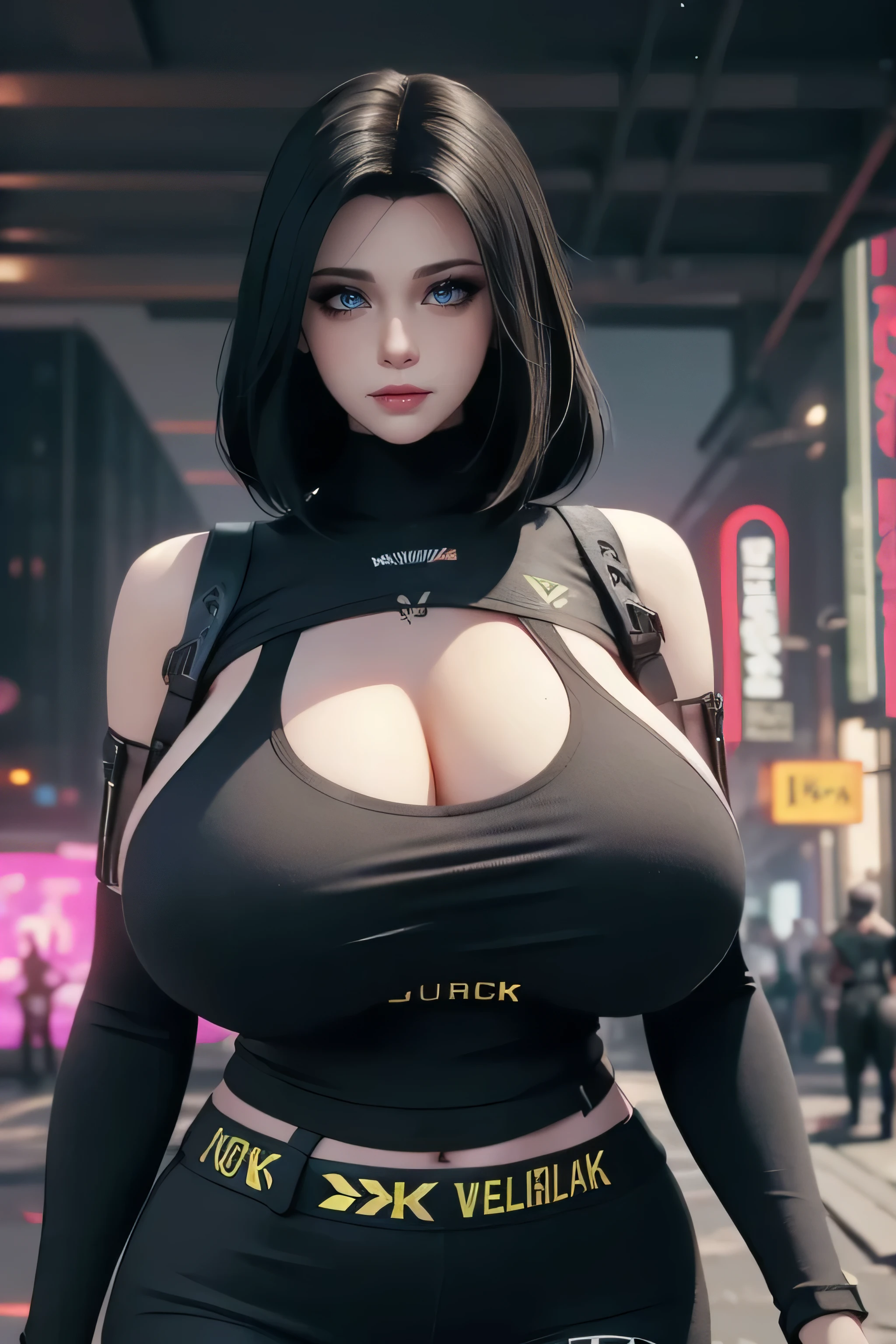 cyberpunk femme fatale, beautiful cyberpunk woman model, cyberpunk 2 0 y. o model girl,(huge breasts:1.4), cyberpunk angry gorgeous goddess, cyberpunk woman, cyberpunk character, cyberpunk beautiful girl, cyberpunk women, in cyberpunk style, hyper-realistic cyberpunk style, dreamy cyberpunk girl, cyberpunk art ultrarealistic 8k, cyberpunk jackie welles
