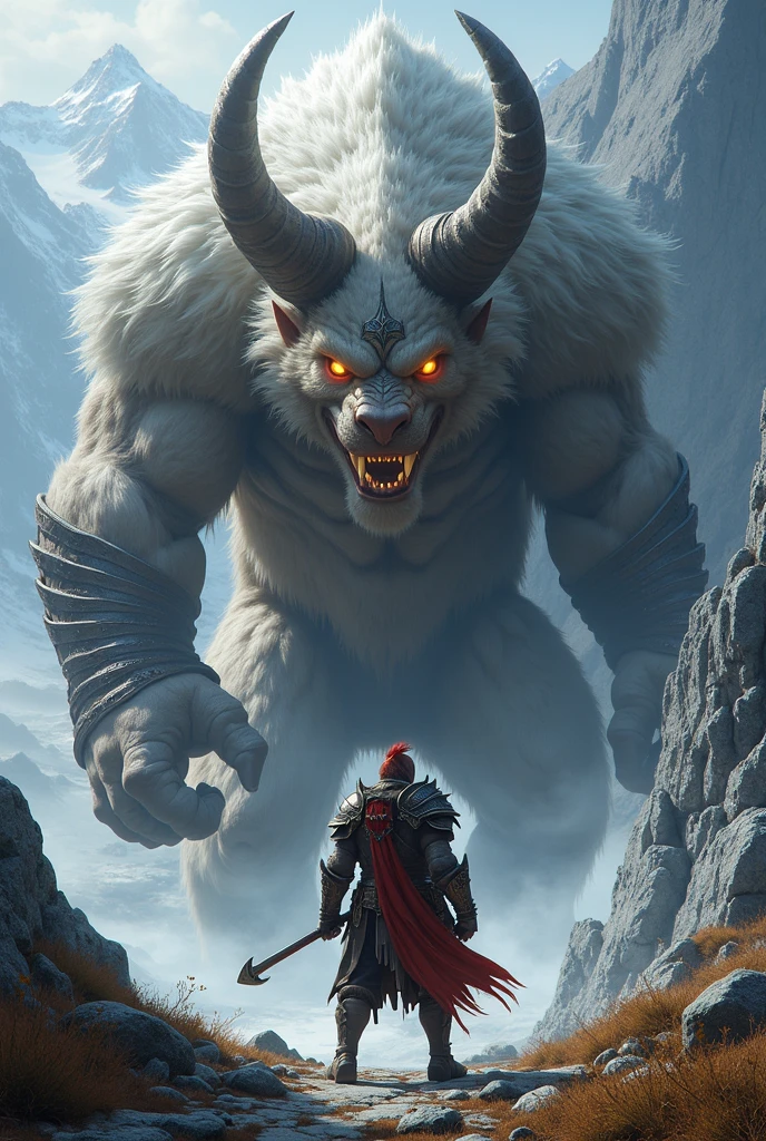 foto RAW 8k, (((hyper realistic: 1.12)) ) design de moda, epic fights, War of 1 Norse god and 1 medieval demon, mito, storyboard do filme, High detail, hiper qualidade, high resolution, 4k resolution, Realistic, cinematic lighthing, maxon cinema 4d |, ((rosto detalhado, Detailed scenery Cinematic art style: 1.2)), (((Olha uma guerra de Deus contra o diabo: 1.4))), cores vividas, autumn morning, nascer do sol, detalhes intrincados, Estilo Midjourney, Greg Rutkowski,