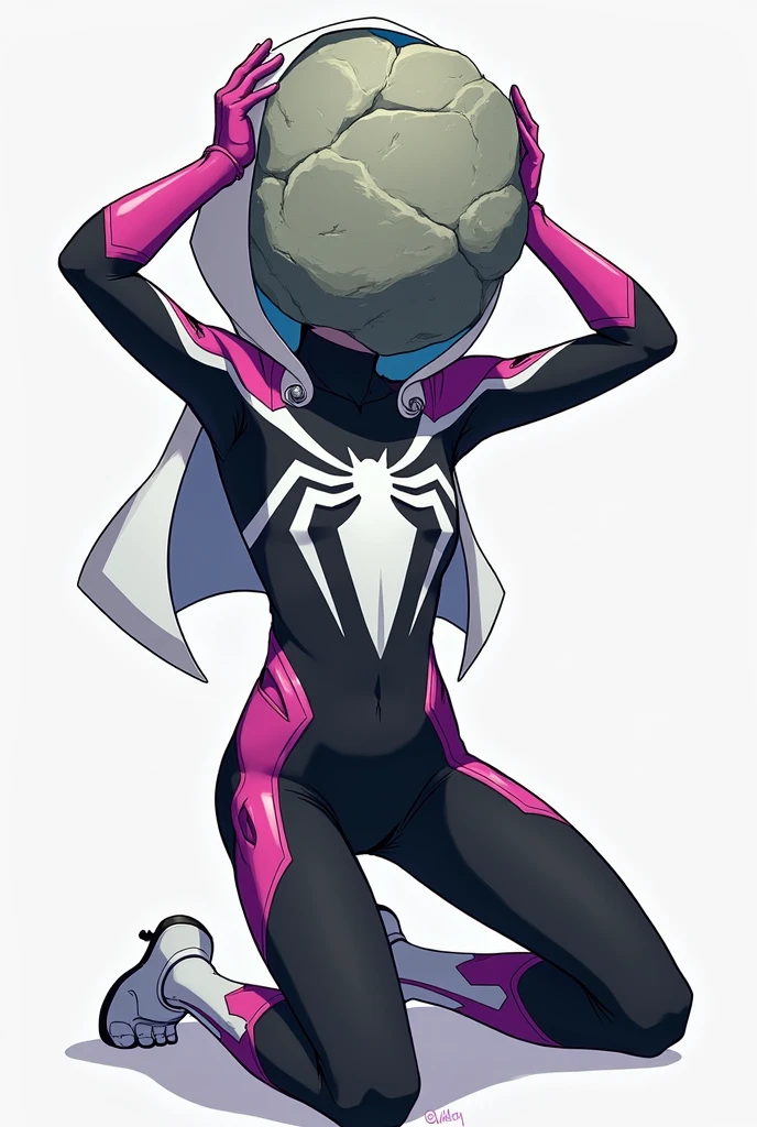 Spider Gwen naked and full of semen swinging with her webs by Paris