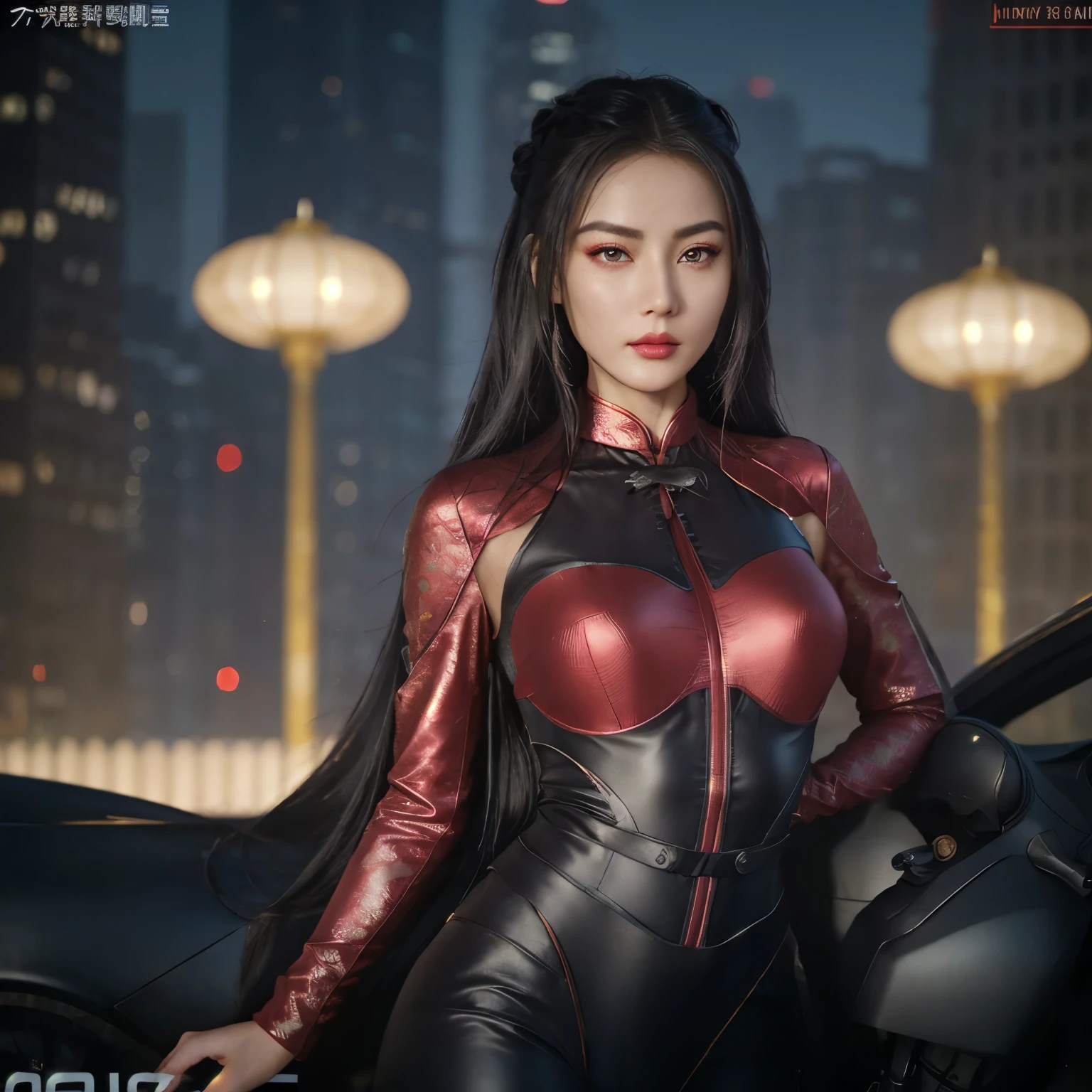 Game art，The best picture quality，Highest resolution，8k，((A bust photograph))，(Rule of thirds)，Unreal Engine 5 rendering works， (The Girl of the Future)，(Female Warrior)， 22-year-old girl，(Female hackers)，(Ancient Oriental hairstyle)，((The pupils of the red eyes:1.3))，(A beautiful eye full of detail)，(medium breasts)，(Eye shadow)，Elegant and charming，indifferent，((anger))，(Future style silk combat suit combined with the characteristics of Chinese cheongsam，Joint Armor，There are exquisite Chinese patterns on the clothes，A flash of jewellery)，Cyberpunk Characters，Future Style， Photo poses，City background，Movie lights，Ray tracing，Game CG，((3D Unreal Engine))，oc rendering reflection texture, show nipples, medium breasts, show vagina, spread legs.