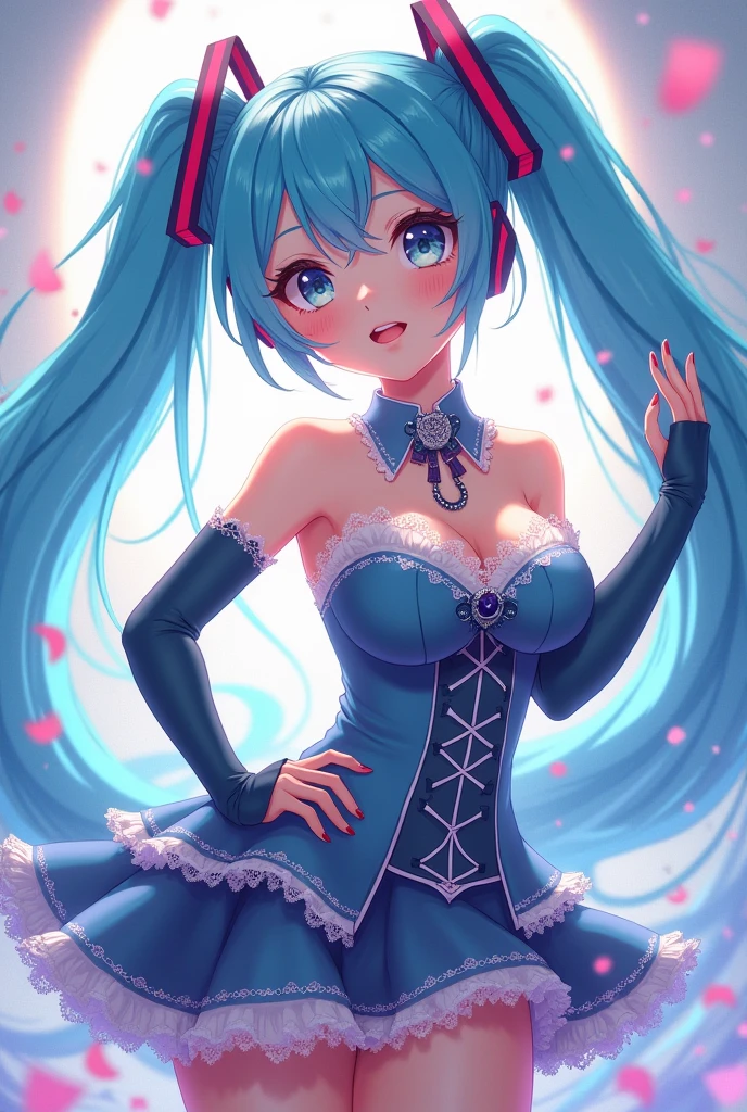Hatsune Miku,Double tail,Blue Hair、Anime girl with flowers on her head, Animation drawn by Yuumei, Pixiv competition winner, Process art, Anime style 4k, anime art wallpaper 8 k, Anime Art Wallpaper 4K, Anime Art Wallpaper 4K, Digital Art on Pixiv, Wallpaper Anime Blue Water, Anime Wallpaper 4K, Anime Wallpaper 4K, Anime cute art style