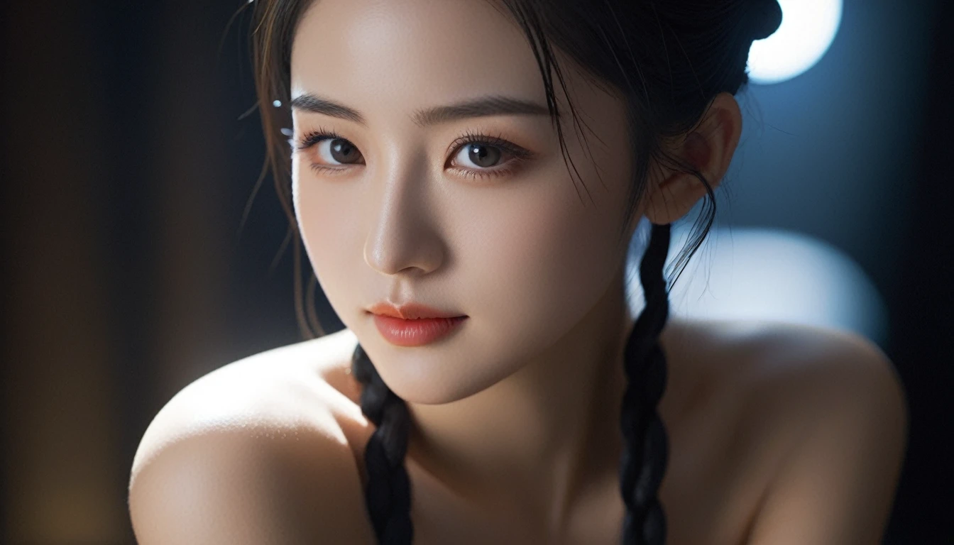 8k,  ultra high resolution,  best quality, masterpiece, 三分割法によるphotograph, surreal,photograph, one woman,( girl:1.3),cute,cute顔, 細部まで beautiful eyes, 細かく Detailsに,masterpiece,一人の girl:1.2, comet ,Former supporter ,upper body,smile,Black hair,braid,ID photo,future, brutal cyberpunk woman ,Luxurious and gorgeous,grassland,((ethnic costume:1.5)), fancy fashion,Lavish Decoration,(BDSM Mistress),(Cute girl),(Upper class lady:1.5),Expressions of despair,Dark and atmospheric lighting,delicate details,  Detailsな顔,anger, charming eyes,(ポートレートphotograph:1.4),( Photorealistic images with attention to detail of hands :1.4), fantasy art ,( beautiful face:1.4),美しく charming eyes、 beautiful eyes,Silver Remaining,( tight waist:1.4)、( beautiful with perfect body proportions:1.4), pink lips,profile,((( ideal body shape))),A cup small bust :2,、Portraiture:2、 perfect anatomy、鮮明な Details、 Details,Thin lips,完璧で beautiful face ,完璧でcute顔,  detailed skin , Perfect limbs、 Thin Waist, surreal,Light and Shadow, Fashion Magazine Cover ,bloom