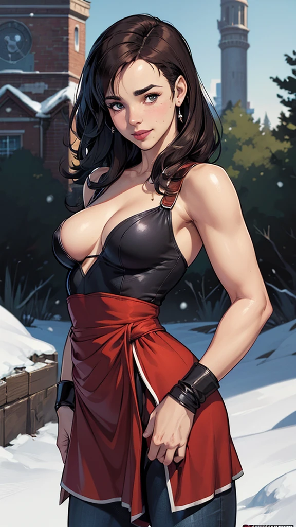 Hinata Hyuga, sozinho, cabelos longos, cabelo azul escuro, Luvas, bareshoulders, olhos verdes, elbow Luvas, lips, Natal, santa hat, red Luvas, Traje de Papai Noel, Realistic, in cozy Natal workshop, Skimpy, colorido, alto contraste, fundo intrincado, pele altamente detalhada, 8k, UHD,(SFW),Selos Postais Vintage, bunda grande, pernas grossas, Fitness