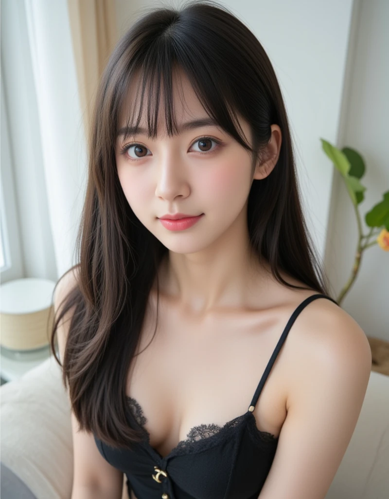 nsfw,masterpiece, best quality, hyper detailed, insanely detailed, 16k, absurdres, japanese,cute, kawaii, photorealistic, Realism, raw photo, real person,Angelic Very beautiful cute girl,20 yo,Beautiful detailed eyes, Detailed double eyelids,
large breasts,black hair, long hair, side part, straight hair, brown eyes, big eyes, pale skin, tiny, skinny,
full body,


hight resolution, top-quality, Perfect dynamic composition, Beautiful detailed eyes, off shoulders、Radiant hair、Medium Hair, Natural Color Lip, college aged、Harajuku、A slight smil、Crouched figure、M-shaped legs