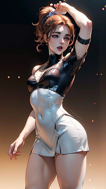 As a Yael Shelbia, realistic photography, photorealistic, realism, contrast, photography, masterpiece, Final fantasy's Like, ethereal beauty, ethereal, ultra realistic, 3d, 3d rendering, porcelain, Best quality, human anatomy, real hair, short hair, Asymmetrical Cut Hair, moving hair, huge breasts, human anatomy, posing for photo, translucent, (ethereal, Dream), formidable, 8k wallpaper, Realistic Textures Dramatic Lighting, Trending at Art Station Cinestill 800 --auto