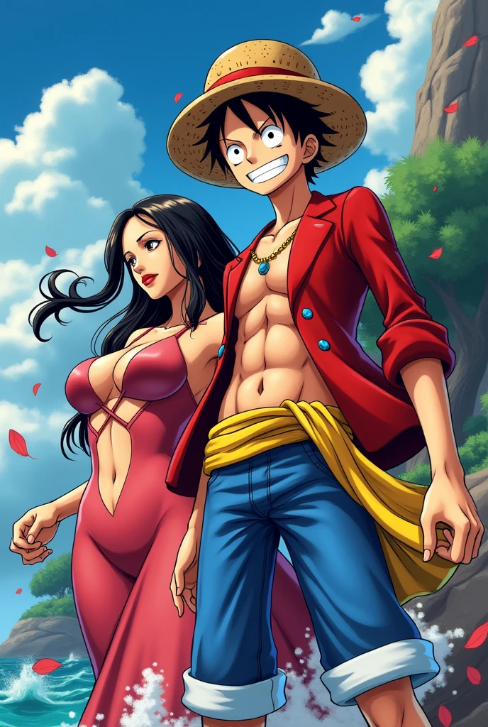 Monkey D Luffy, Boa Hancock, 1boy, 1girl, as mermaid, underwater, couple, onepiece,