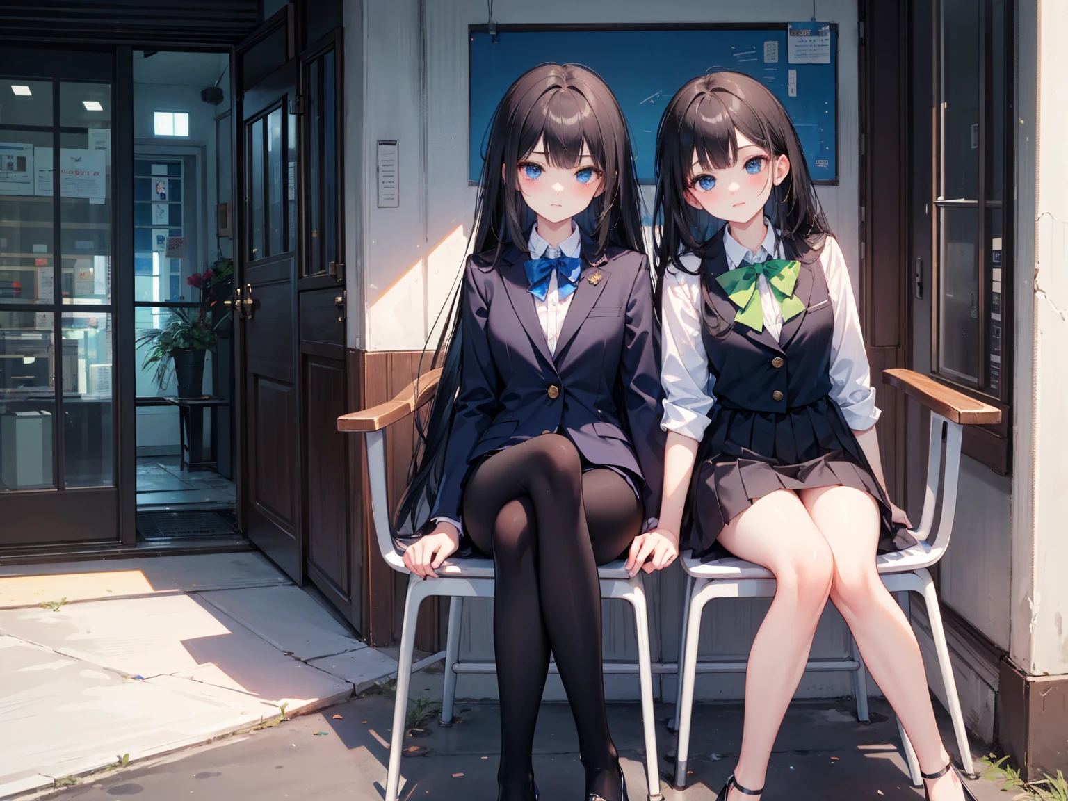 Officelady、Black jacket、Black tight skirt、White blouse、Black tights、High pumps with black heellack hair、s Office、lana、Beautiful woman、gazing at viewer、Looking here、hight resolution、top-quality、full body Esbian、animations、illustratio、Ultra-detailed delicacy