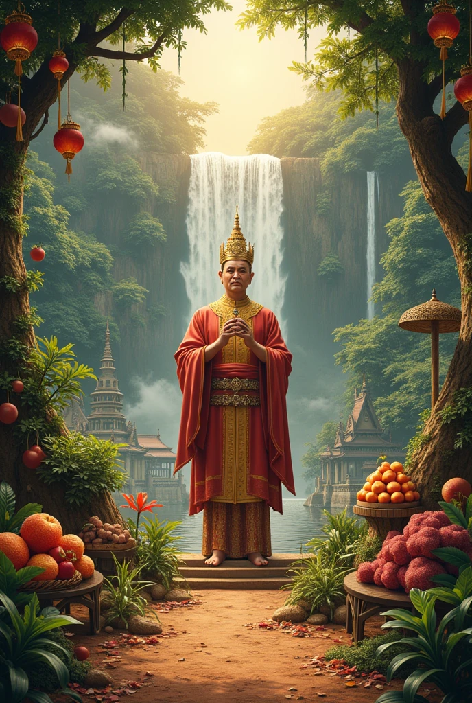 King Devanampiya Tissa’s Legacy: An artistic representation symbolizing King Devanampiya Tissa’s legacy, possibly incorporating elements such as the Sri Maha Bodhi Tree, Buddhist symbols, and depictions of his influence on Sri Lankan culture