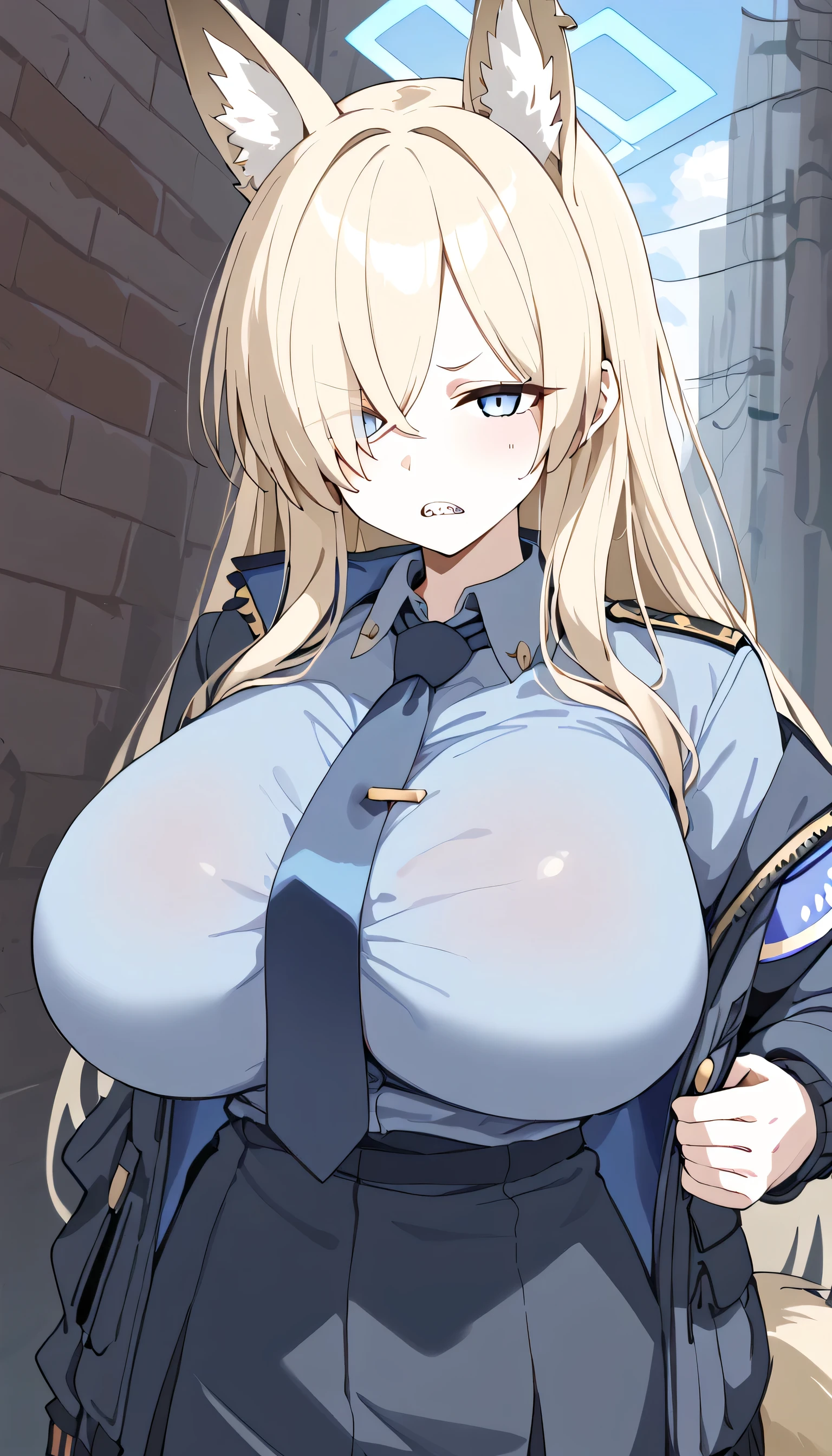 A girl who wears military clothes, brown heirs, gigantic breasts, anime cartoon, german third reich, long heirs,((highest quality)), ((masterpiece)),details, bleu eyes
