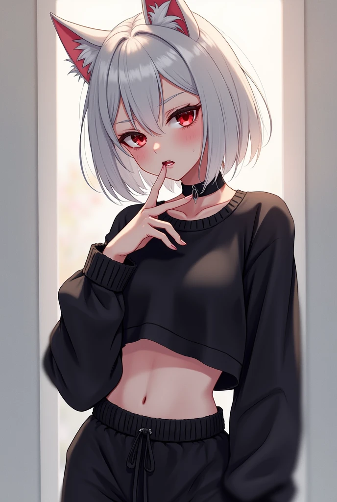 ((best quality)), ((highly detailed)), masterpiece, absurdres, (white hair with black bang),(detailed eyes, deep red eyes), (1girl), yandere trance, yandere, hands on own face, hands on own cheeks, shaded face, ((glowing eyes)), (upper body), hexmaniacms, ((@.@)), bags under eyes, ahoge, headband, black hair, pale skin, big breasts, , black clothes, (at a cafe, coffee, noon),
BREAK black hoodie, choker, hood, hoodie, pleated skirt, skirt, red skirt,
BREAK (masterpiece:1.2), best quality, high resolution, unity 8k wallpaper, (illustration:0.8), (beautiful detailed eyes:1.6), extremely detailed face, perfect lighting, extremely detailed CG, (perfect hands, perfect anatomy),