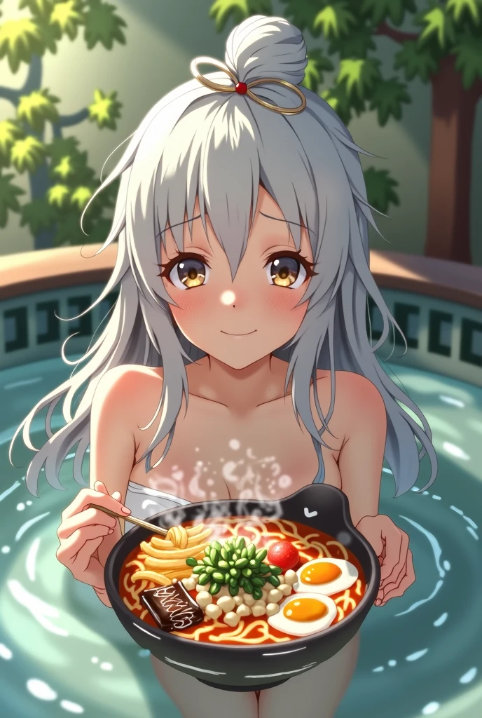 A girl making bitter melon curry in a micro bikini