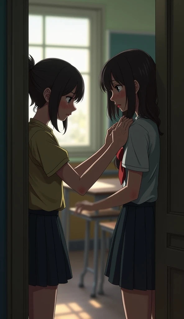 Ayano Aishi Futa. Anime beautiful Shy blushing and crying in shocked high school girl because She wanna tell you She is a futa but you said you love futa girls. (you are cute lesbian girl to her that she love). Ayano Aishi has pale skin, dark grey eyes, and straight, mid-back length black hair. She stands at a height of 165 cm (5 ft. 5 in), weighs 43.5 kg (96 lbs.), and has average-sized breasts. Her hair is tied into a high ponytail with sharp bangs swept to the right, the middle one being the most prominent, and two strands of hair that frame her face, reaching to her shoulders. Ayano will wear a teal-green shirt, blue denim skirt, black thigh high socks, black gloves, and sneakers. (Ayano Aishi Futa)