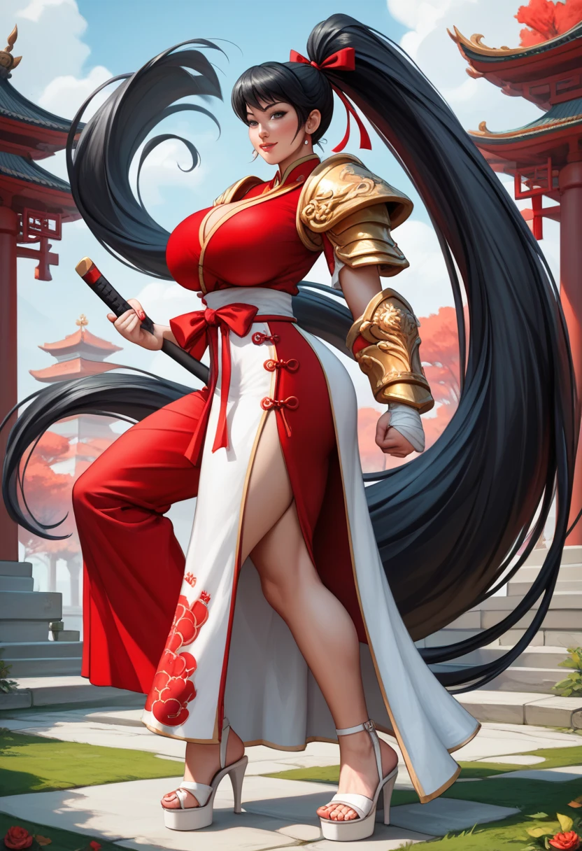 Chinese Woman china superhero suit china clothing red clothes Flag of china long black hair pale skin black hair chinese eyes