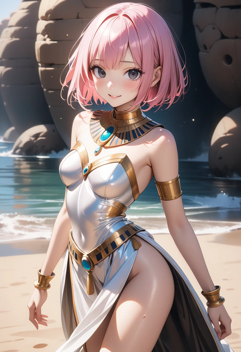 (​masterpiece、top-quality、realisitic)、 1girl in, Background with,、((Beige costume))、Big Hole Bodysuit、(Transparent suit)、Sheer skin、Detailed genital depiction、Papillary depiction、Attacked