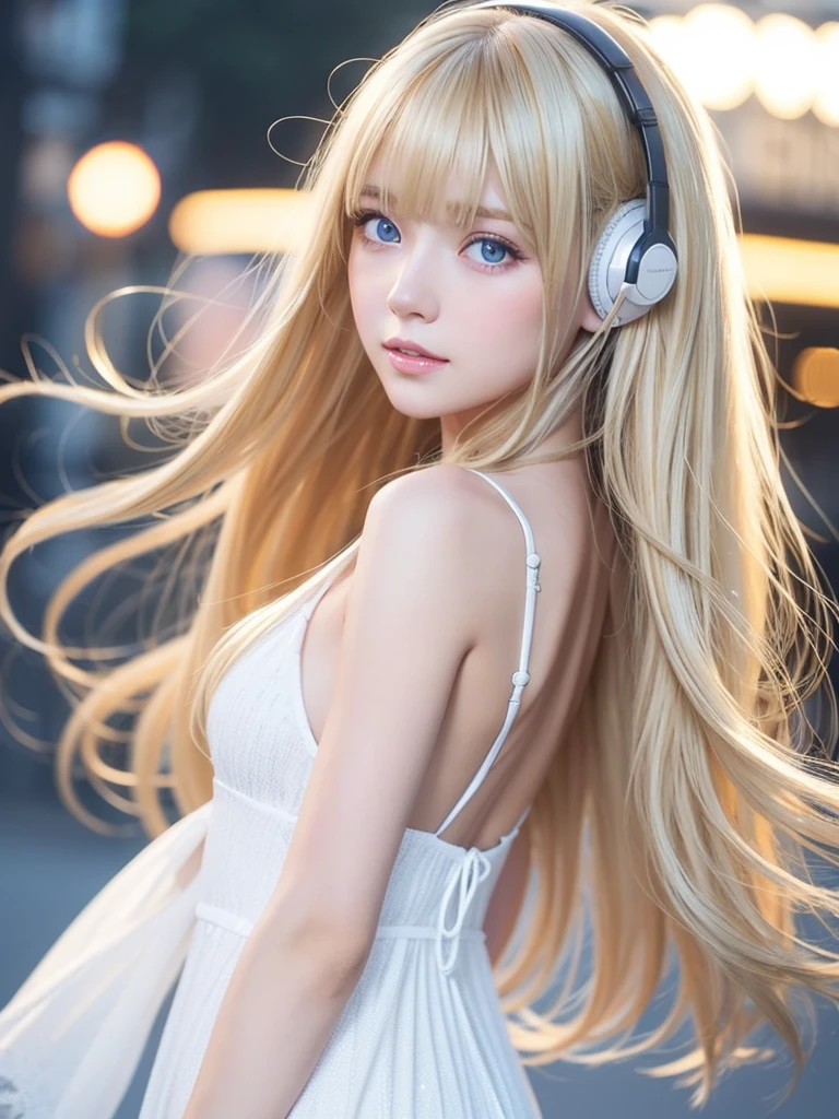(((Petite girl with blonde twin tails))),(Oversized crimson off-the-shoulder dress),1girl in,(masutepiece), (Best Quality), (Best Detail),, (((playing piano))), Very detailed face, , Night , shading ,(((kosmos))),(((toppless))),(((Angle from top))),((Kamimei))),,(((milkyway,fullmoon)))