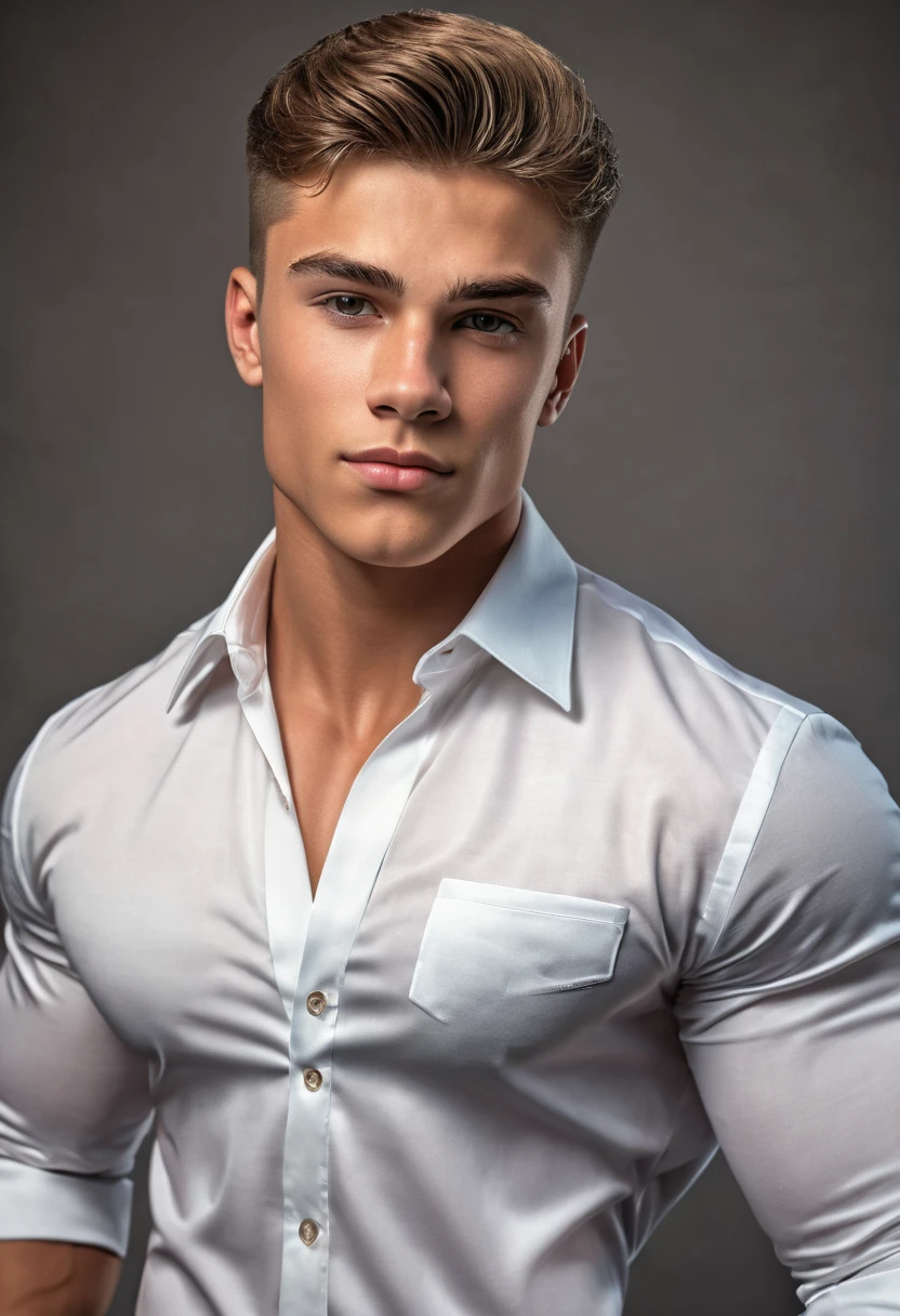 A young man, Beautiful, handsome, skinny, white without shirt,custom suit of brazil with symbol of the country brazil acleticos