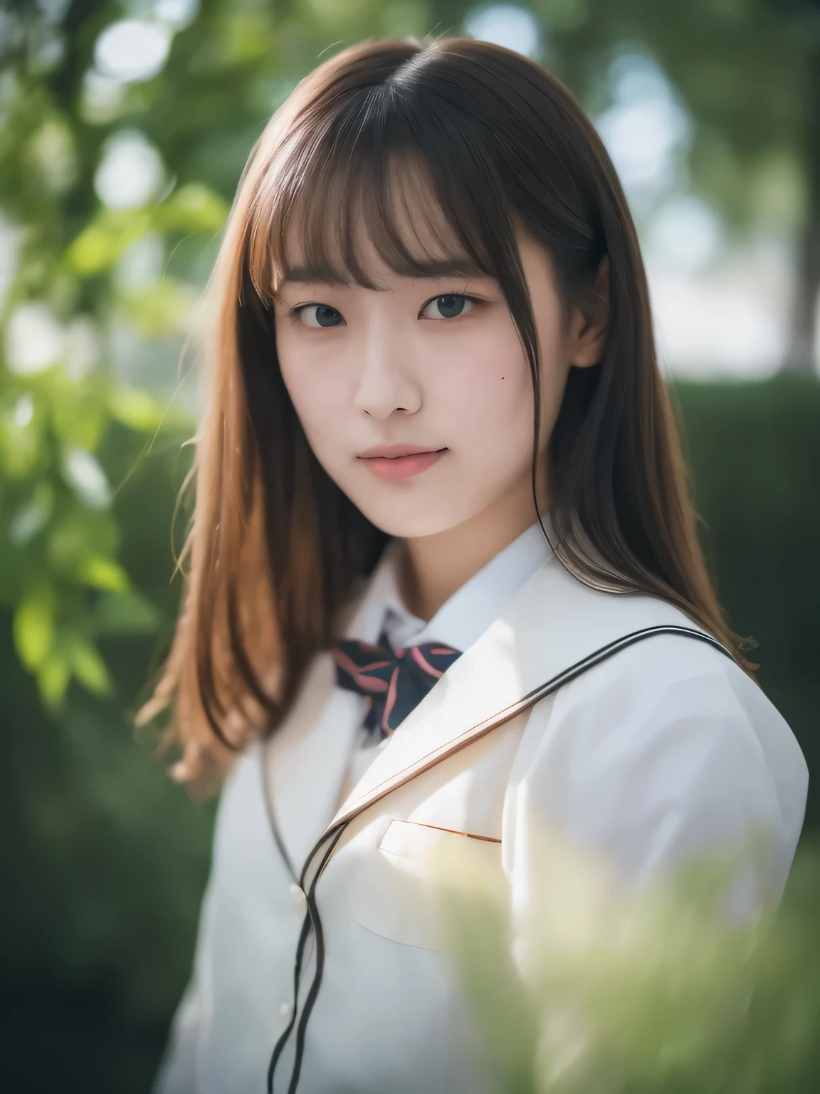 (masterpiece), (hyper realistic),raw photo,8K, 35mm:: (Artistic light leakage:1.4), Lens flare::4 - Style Row - AR 2:3 --s 150 --c 4 japanese girl, 20 years old, detailed skin, no make face, smile, school short uniform, dinamic lighting, flowers background,