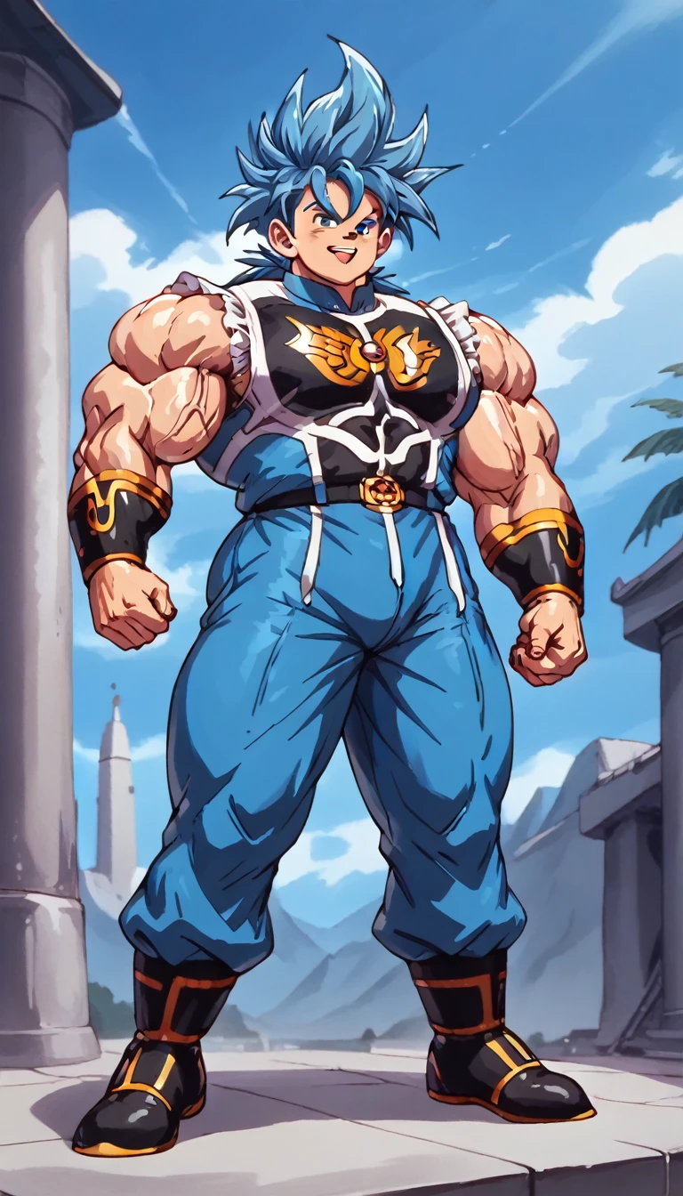 sugimori ken \(style\), full body,, white background, ((masterpiece)) v3,Massive muscular arms with giant bulging biceps and triceps.