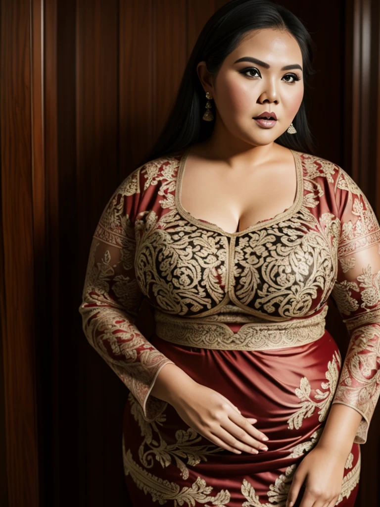 ((((BBW)))) woman with tattoo on chest wearing kebaya