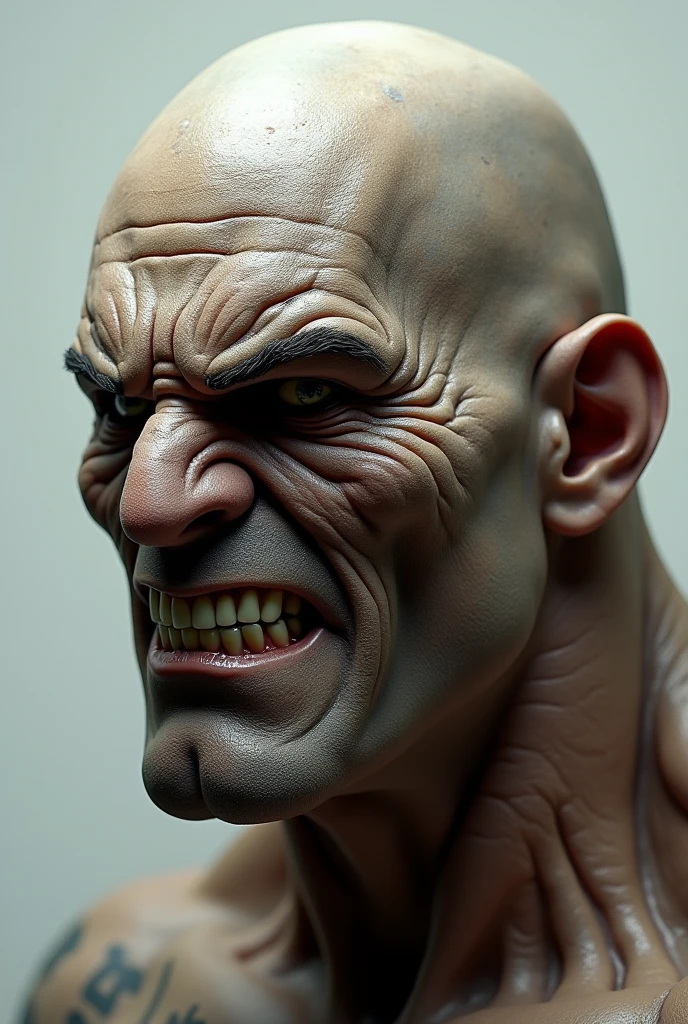 Yujiro Hanma, portrait 8k, very realistic, muscular, appeased, smiling, muscular, man, detailled face, red hair,