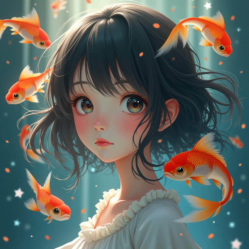 (masutepiece:1.2),(Best Quality:1.1),(Ultra-detailed:1.1),(Realistic:1.2),(Colorful:1.2),(Young girls:1.3),(Japanese:1.1),(Clothing samples:1.1),(Girls playing with goldfish scoop:1.3),(Colorful contact lenses:1.2),(FULL BODYSHOT:1.2),(Summer:1.1)