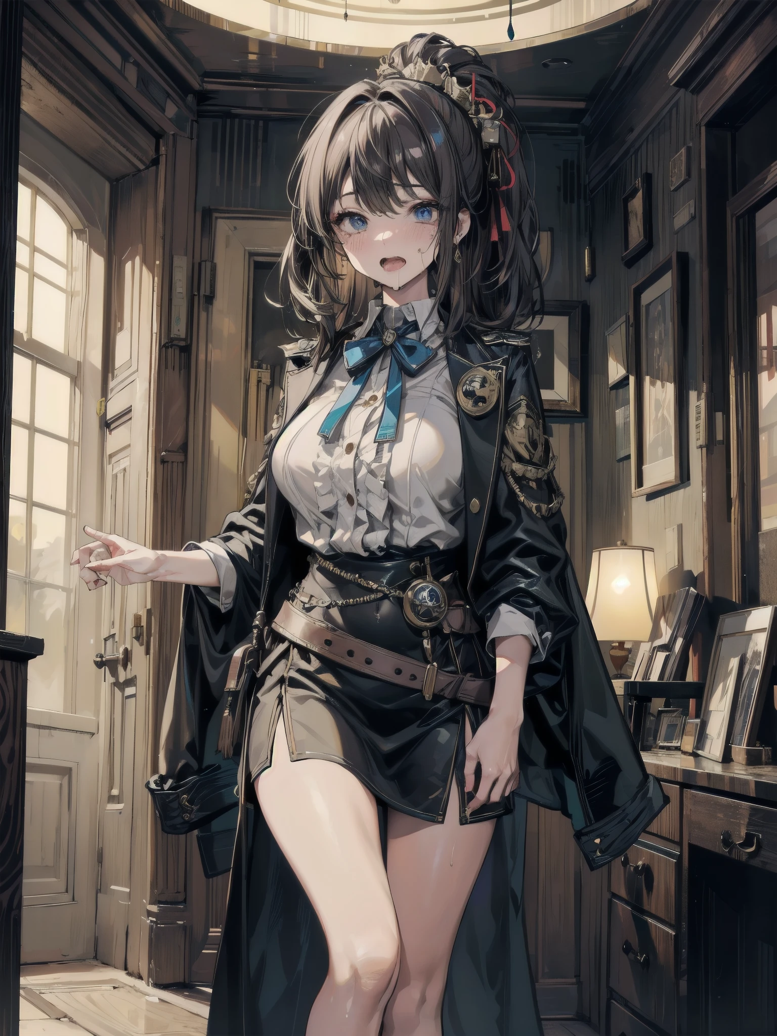 beautiful girl, Put on a hat., ใส่Detective Costume, Detective Costume_Brown tone color, ใส่glove, glove_black, Be a detective, It's a crime., cruel person, punisher of sinners, torture of sinners, abuse of sinners, Sinners dealing with sinners, ใช้weapon,มือถือweapon, weapon_gun, weapon_knife,